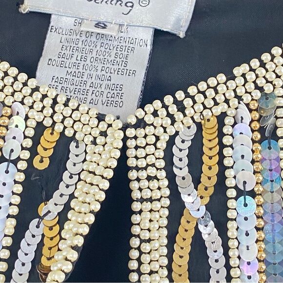 Vtg Papell Boutique Gold Silver Pearl Beaded Embellished Evening Jacket Sz S - Picture 6 of 12
